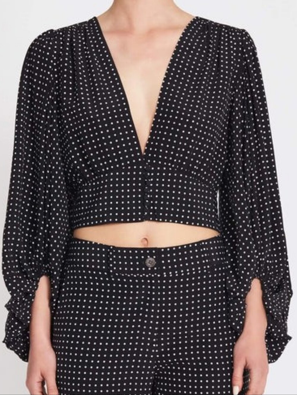 Equipment Sola Jacket in Black and White Polkadot - 100% Silk - Medium